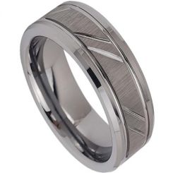 **COI Tungsten Carbide Diagonal Double Grooves Ring-7290CC