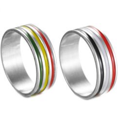 **COI Titanium Tri Color Pipe Cut Flat Ring-7298BB