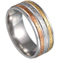 **COI Titanium Rose Gold Tone Silver Sandblasted Ring-7305BB