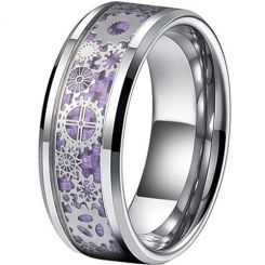 **COI Tungsten Carbide Gears Ring With Purple Carbon Fiber-7317BB