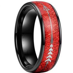 **COI Black Titanium Red Meteorite Dome Court Ring With Arrows-7374AA