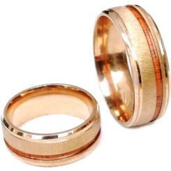 **COI Rose Titanium Step Edges Ring With Wood-7377AA
