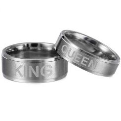 **COI Tungsten Carbide King Queen Step Edges Ring-7414AA