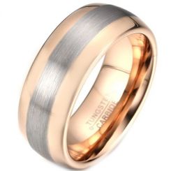 **COI Tungsten Carbide Rose Silver Center line Dome Court Ring-7422