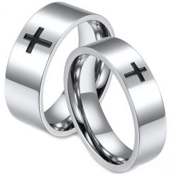 **COI Tungsten Carbide Cross Pipe Cut Flat Ring-7438AA
