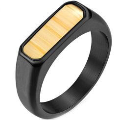 **COI Black Titanium Ring With Wood-7440AA