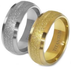 **COI Titanium Gold Tone/Silver Sandblasted Beveled Edges Ring-7443AA