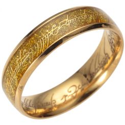 **COI Gold Tone Titanium Lord of The Ring Beveled Edges Ring-7456AA