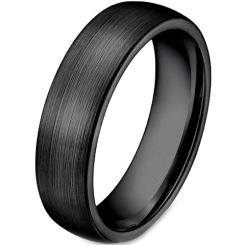 **COI Black Tungsten Carbide 2mm-5mm Brushed Dome Court Ring-7463