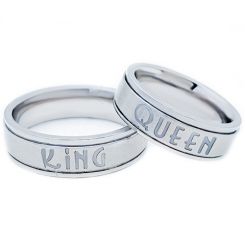 **COI Tungsten Carbide King Queen Double Grooves Ring-7476AA