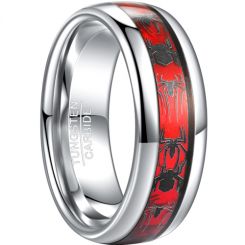 **COI Tungsten Carbide Black Red Spider Dome Court Ring-7480AA