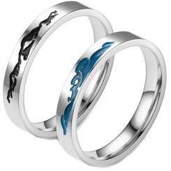 **COI Titanium Black/Blue Silver Celtic Pipe Cut Flat Ring-7537AA