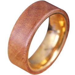 **COI Gold Tone Tungsten Carbide Ring With Wood-7581AA