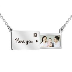 **COI Titanium Rose/Gold Tone/Silver Necklace With Custom Phone Engraving-7606AA(Length: 50cm)