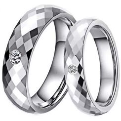 **COI Tungsten Carbide Faceted Ring With Cubic Zirconia-7614AA