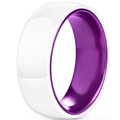 **COI Tungsten Carbide Purple White Ceramic Dome Court Ring-7654AA