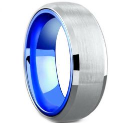 **COI Tungsten Carbide Blue Silver Beveled Edges Ring-7659AA