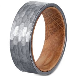**COI Tungsten Carbide Hammered Ring With Wood-7662AA