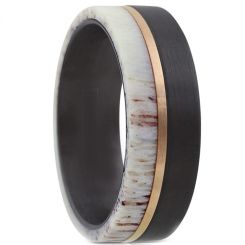 **COI Tungsten Carbide Rose Black Ring With Deer Antler-7665AA