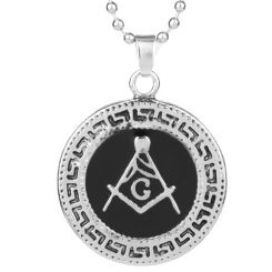  COI Titanium Black Silver Masonic Freemason Pendant-7703AA
