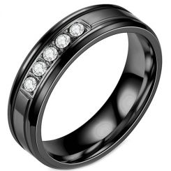 **COI Black Titanium Ring With Cubic Zirconia-7732AA