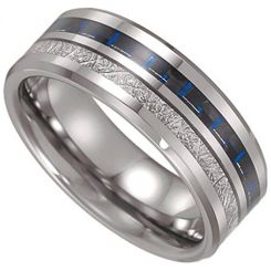 **COI Tungsten Carbide Carbon Fiber & Meteorite Ring-7759AA