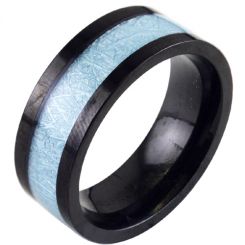 **COI Black Titanium Ring With Crushed Meteorite-7768AA