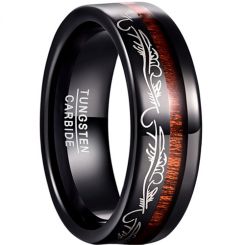 **COI Black Tungsten Carbide Celtic Ring With Wood-7795BB