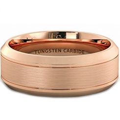 **COI Rose Tungsten Carbide Double Grooves Beveled Edges Ring-7825AA