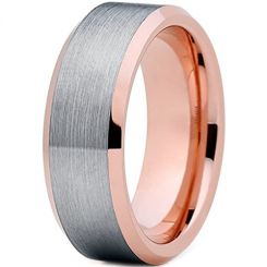 **COI Tungsten Carbide Rose Silver Beveled Edges Ring-7826AA