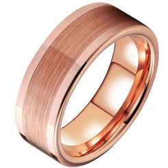 **COI Rose Tungsten Carbide Polished Matt Pipe Cut Flat Ring-7829AA