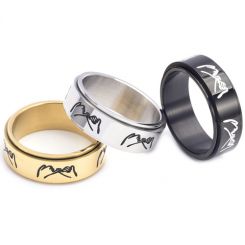 **COI Tungsten Carbide Gold Tone/Black/Silver I Promise Step Edges Ring-7871AA