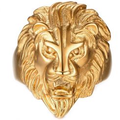 **COI Gold Tone Titanium Lion Ring-7914AA
