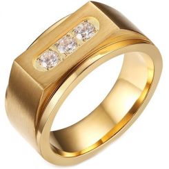 **COI Gold Tone Titanium Ring With Cubic Zirconia-7924AA