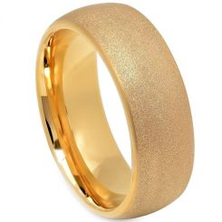 **COI Gold Tone Tungsten Carbide Sandblasted Dome Court Ring-7941