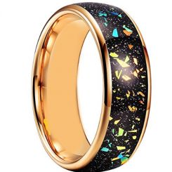 **COI Gold Tone Tungsten Carbide Crushed Opal Dome Court Ring-7956