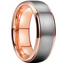 **COI Tungsten Carbide Rose Silver Step Edges Ring-7962