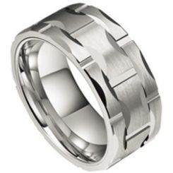 **COI Tungsten Carbide Tire Tread Brick Pattern Ring-7963