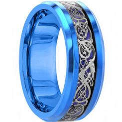 **COI Blue Titanium Dragon Beveled Edges Ring-7997