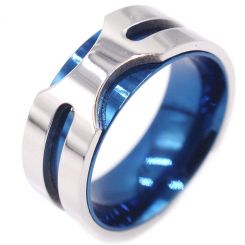 **COI Titanium Blue Silver Ring-8076