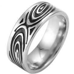 **COI Titanium Black Silver Celtic Pipe Cut Flat Ring-8151