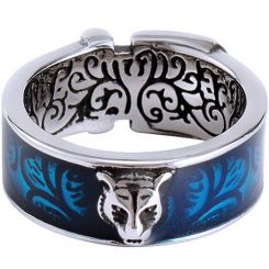 **COI Titanium Black Blue Silver Ring With Tiger-8164
