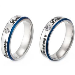 **COI Titanium Blue Silver Forever Love Ring With Cubic Zirconia-8180