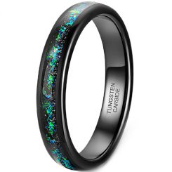 **COI Black Tungsten Carbide Crushed Opal Dome Court Ring-8207