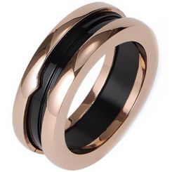 **COI Rose Titanium Ring With Black Ceramic-8270