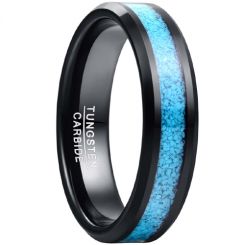 **COI Black Tungsten Carbide Beveled Edges Ring With Turquoise-8277