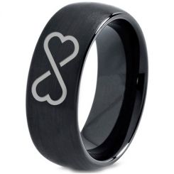 COI Black Tungsten Carbide Infinity Heart Ring-TG830