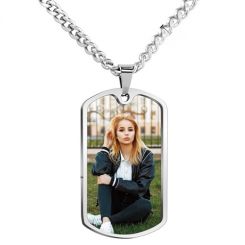 **COI Titanium Dog Tag Pendant With Custom Photo Engraving-8344