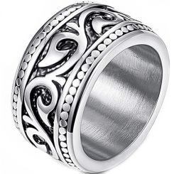 **COI Titanium Black Silver Celtic Ring-8407