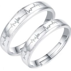 *COI Tungsten Carbide Heartbeat Beveled Edges Ring-TG859A